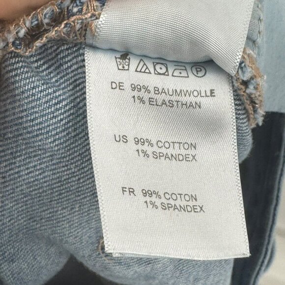 Articles Of Society Distressed Blue Denim Jeans Womens Size 30 Frayed Hem Croppe - Picture 8 of 9